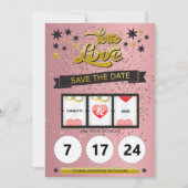 Roze Gouden Glitters Lotto Liefde Bewaar de Datum Save The Date (Voorkant)