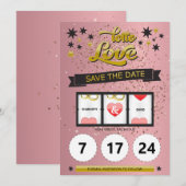 Roze Gouden Glitters Lotto Liefde Bewaar de Datum Save The Date (Voorkant / Achterkant)
