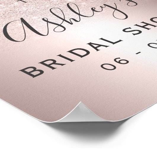 Roze gouden glitters ombre folie bruidsfeest welko poster (Hoek)