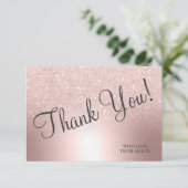 Roze gouden glitters ombre metaalfolie dank je bedankkaart (Staand voorkant)
