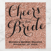 Roze Gouden Glitters TOOST OP DE BRUID Bruids Wijn Wijn Etiket (Enkel label)