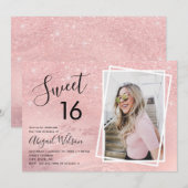 Roze gouden glitters verjaardagsfeestje voor Sweet Kaart (Voorkant / Achterkant)