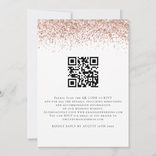 Roze Gouden Glitters We Do QR Bruiloft Kaart (Achterkant)