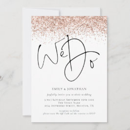 Roze Gouden Glitters We Do QR Trouwen Kaart