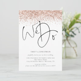 Roze Gouden Glitters We Do QR Trouwen Kaart