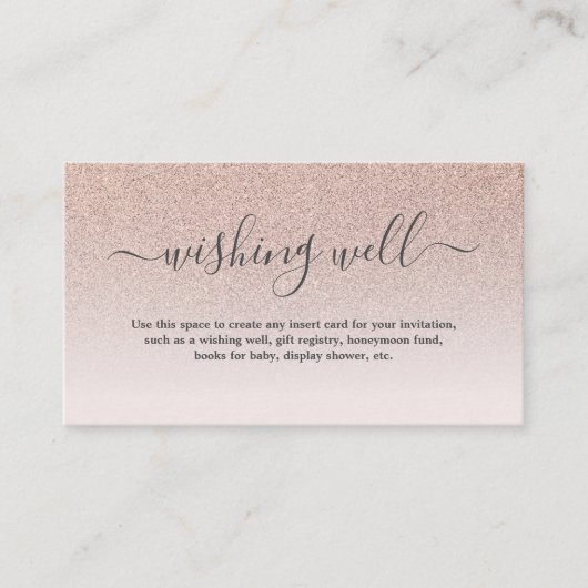 Roze Gouden Glitters Wensput Huwelijk Informatiekaartje (Voorkant)