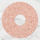 Roze Gouden Glitters Wijnglaslabel (Voorkant)