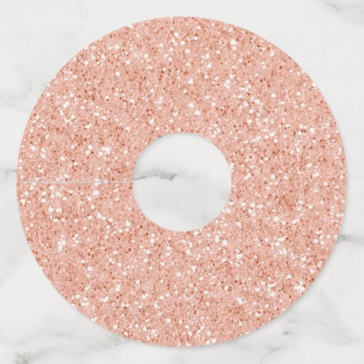 Roze Gouden Glitters Wijnglaslabel (Voorkant)