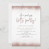 Roze Gouden Glitters Zij Heeft Ja Gezegd Verloving Kaart (Voorkant)