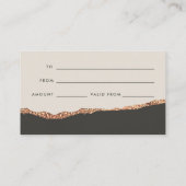 Roze Gouden Glitters & Zwarte Moderne Cadeaubon Visitekaartje (Achterkant)