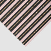 Roze Gouden Glitters & Zwarte Strepen Verjaardagsf Tissuepapier (Detail)