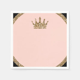 Roze Gouden Glitters & Zwarte Sweet 16 Prinsessen Servet