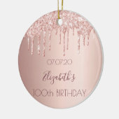 roze gouden glitterslijm voor 100ste verjaardag keramisch ornament (Links)