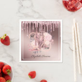 Roze Gouden Glittersluiers 50e Verjaardag Surprise Servet (Insitu)