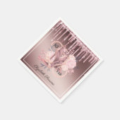 Roze Gouden Glittersluiers 50e Verjaardag Surprise Servet (Hoek)