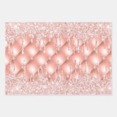 Roze gouden glittersparels roze glans luxe inpakpapier vel (Voorkant)