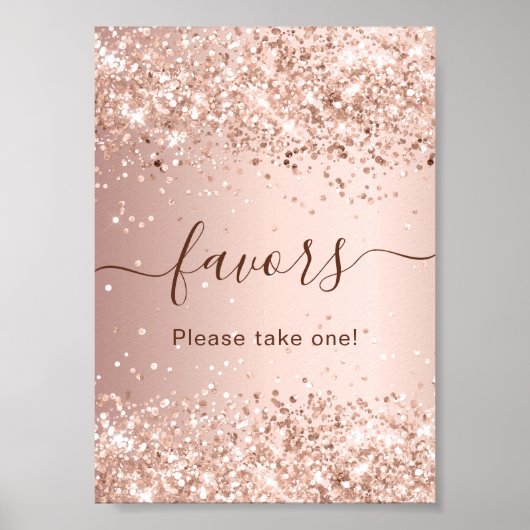Roze gouden glitterspul feest favorieten bord poster (Voorkant)