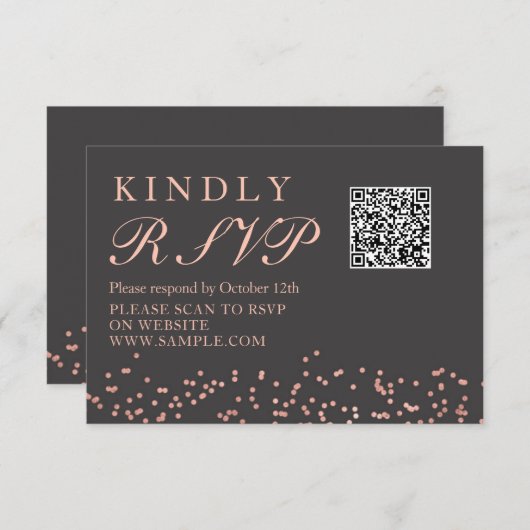 Roze Gouden Glittersurprise Verjaardagsfeest RSVP- Bedankkaart (Voorkant / Achterkant)