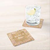 Roze Gouden Glitz Sparkle Zebra Print Kartonnen Onderzetters (Insitu)
