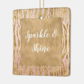Roze Gouden Glitz Sparkle Zebra Print Keramisch Ornament (Links)