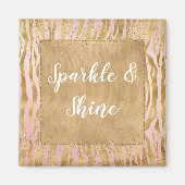 Roze Gouden Glitz Sparkle Zebra Print Magneet (Voorkant)