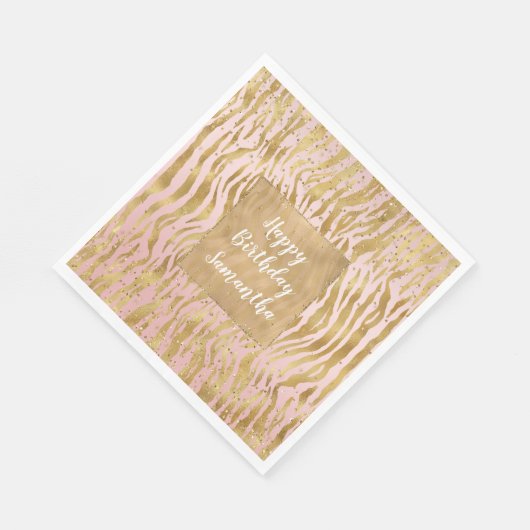 Roze Gouden Glitz Sparkle Zebra Print Servet (Hoek)