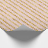 Roze Gouden Glitz Strepen Cadeaupapier (Hoek)