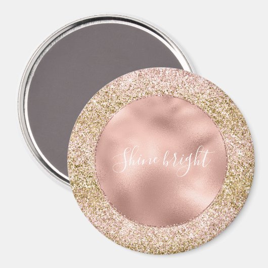 Roze Gouden Glitzy Girly Sparkle Glitter Ombre Magneet (Voorkant / Achterkant)