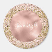 Roze Gouden Glitzy Girly Sparkle Glitter Ombre Magneet (Voorkant)