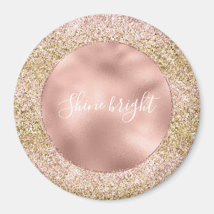 Roze Gouden Glitzy Girly Sparkle Glitter Ombre Magneet
