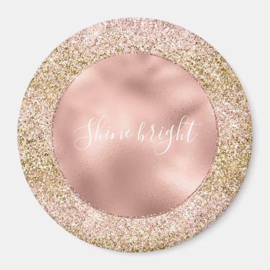 Roze Gouden Glitzy Girly Sparkle Glitter Ombre Magneet (Voorkant)