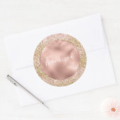 Roze Gouden Glitzy Girly Sparkle Glitter Ombre Ronde Sticker (Envelop)