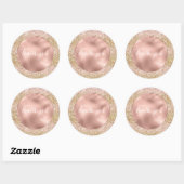 Roze Gouden Glitzy Girly Sparkle Glitter Ombre Ronde Sticker (Vel)