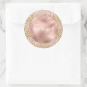 Roze Gouden Glitzy Girly Sparkle Glitter Ombre Ronde Sticker (Tas)