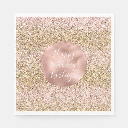 Roze Gouden Glitzy Girly Sparkle Glitter Ombre Servet (Voorkant)