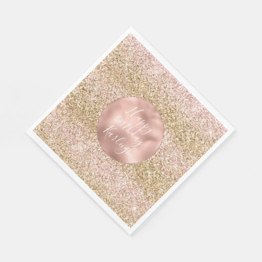 Roze Gouden Glitzy Girly Sparkle Glitter Ombre Servet (Hoek)