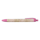 Roze Gouden Glitzy Girly Sparkle Glitter Ombre Zwarte Inkt Pen (Bovenkant)