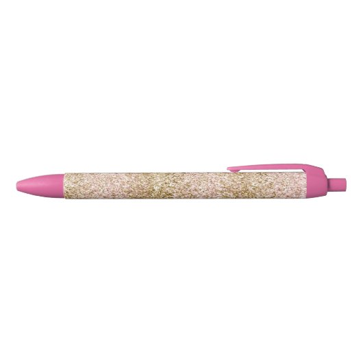 Roze Gouden Glitzy Girly Sparkle Glitter Ombre Zwarte Inkt Pen (Bovenkant)
