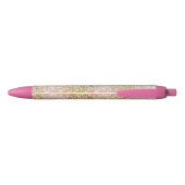 Roze Gouden Glitzy Girly Sparkle Glitter Ombre Zwarte Inkt Pen (Achterkant)