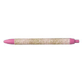 Roze Gouden Glitzy Girly Sparkle Glitter Ombre Zwarte Inkt Pen (Voorkant)