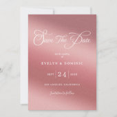 Roze Gouden Gradiënt Elegante Chic Bruiloft Save The Date (Voorkant)