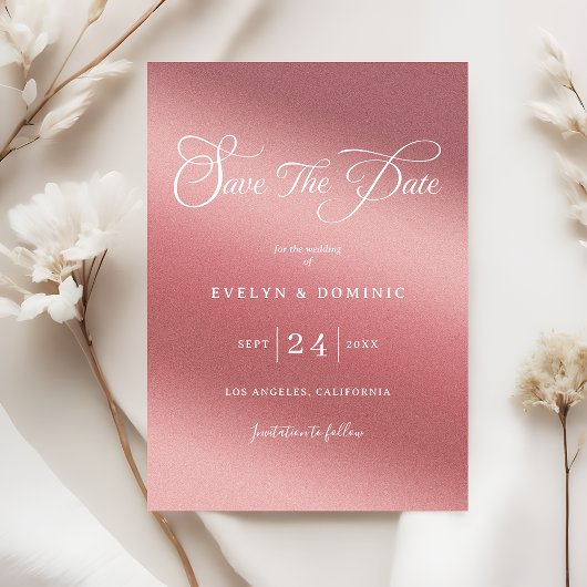 Roze Gouden Gradiënt Elegante Chic Bruiloft Save The Date