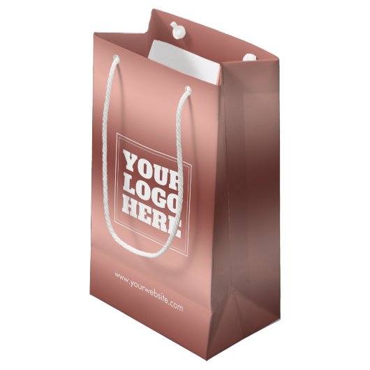 Roze Gouden Gradiënt Zakelijk Bedrijfslogo Klein Cadeauzakje (Voorkant Gekanteld)