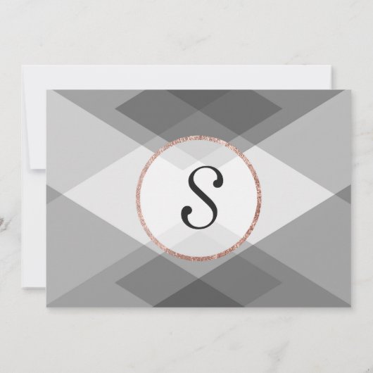 Roze Gouden Grijze Geo Save the Dates Kaart (Achterkant)