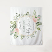 Roze gouden groen meisje baby shower achtergrond b wandkleed (Voorkant)