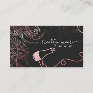 Roze Gouden Haar Logo Kapper   Elegant Visitekaartje