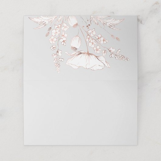 Roze Gouden Hand Getrokken Wildbloemen Bruiloft Plaatskaartje (Buitenkant ongevouwen)