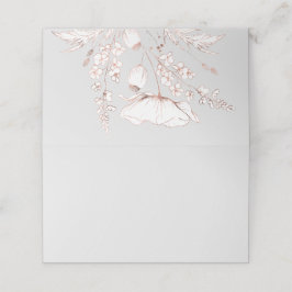 Roze Gouden Hand Getrokken Wildbloemen Bruiloft Plaatskaartje