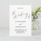 Roze Gouden Handgeschreven Eenvoudige De Bruiloft  Kaart (Staand voorkant)