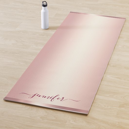Roze Gouden Handgeschreven Script Gepersonaliseerd Yogamat (In situ)
